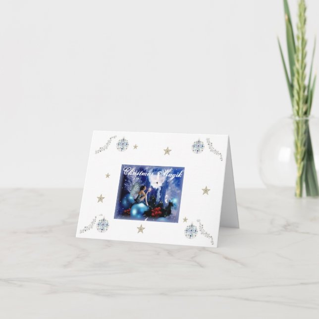 Cartão De Festividades Natal feericamente azul (Frente)