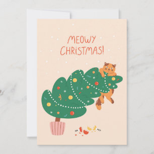 Cartão De Festividades Natal Felino - Diversão Maliciosa de Gatos