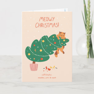 Cartão De Festividades Natal Felino - Diversão Maliciosa de Gatos