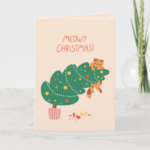 Cartão De Festividades Natal Felino - Diversão Maliciosa de Gatos
