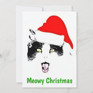 Cartão De Festividades Natal felino engraçado de gato