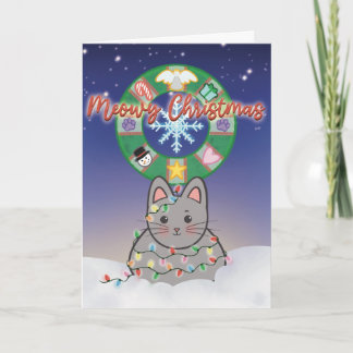 Cartão De Festividades Natal Felino Meow