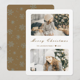 Cartão De Festividades Natal Feliz Dourado Moderno 2 Fotos