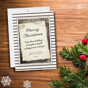 Cartão De Festividades Natal Feliz em Letra de Papel Antigo de Madeira Rú