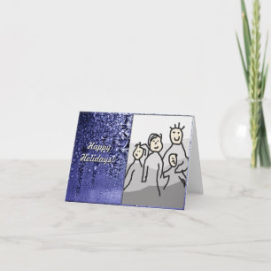 Cartão De Festividades Natal Feliz Feriados Azul com Foto