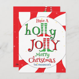 Cartão De Festividades Natal Feliz Holly Jolly Fofa Elfa Glamurosa