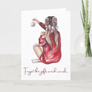 Cartão De Festividades Natal Feliz Personalizado Garota Fofa Para Amigos