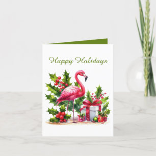 Cartão De Festividades Natal festivo adiciona texto rosa flamingo