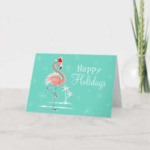 Cartão De Festividades Natal Flamingo Feliz Feriados na Horizontal