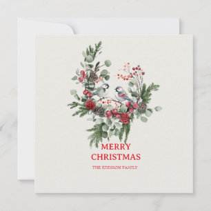 Cartão De Festividades Natal Floresta Minimalista Simples Férias 1