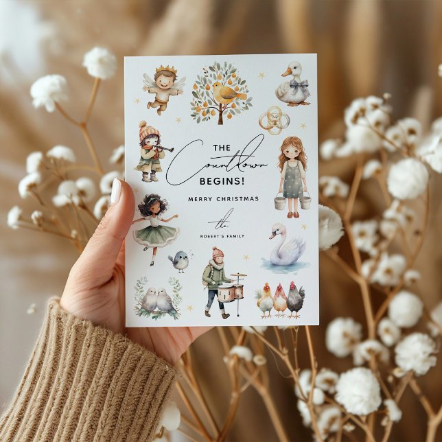 Cartão De Festividades Natal fofo de 12 dias  (Criador carregado)