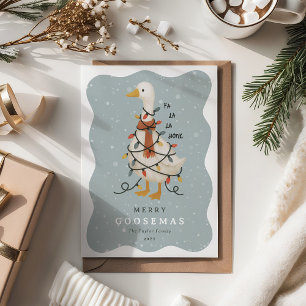 Cartão De Festividades Natal Fofo do Ganso Não-Foto de Natal