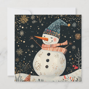 Cartão De Festividades Natal Folklore Snowman Art