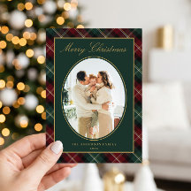 Natal Foto de Família em Xadrez Clássico Elegante