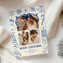 Natal Foto Doodle Azul Divertido 3
