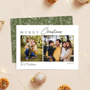 Cartão De Festividades Natal Foto Família Botânica Elegante