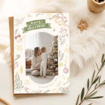 Natal Foto Família Desenhada à Mão com Rabiscos