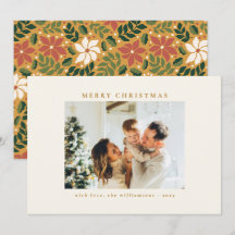 Natal Foto Floral Verde Vermelho Amarelo Personali