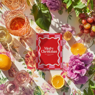 Cartão De Festividades Natal foto minimalista com borda ondulada moderna