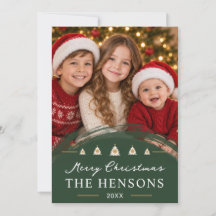 Natal Foto Moderna da Família em Verde