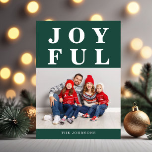 Cartão De Festividades Natal Foto Moderno Alegre Verde Esmeralda