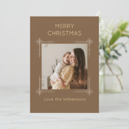 Cartão De Festividades Natal Foto Personalizada Marrom Fofa