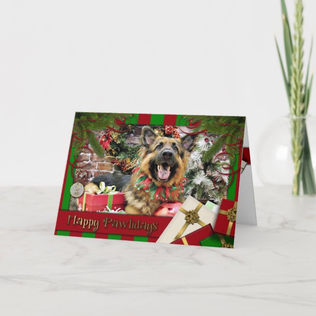 Cartão De Festividades Natal - German shepherd - Thor (Frente)