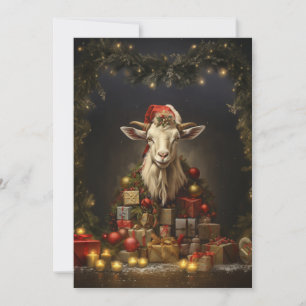 Cartão De Festividades Natal Goat Santa Claus