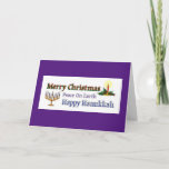 Cartão De Festividades Natal Hanukkah<br><div class="desc">Vela de Natal e Hanukkah Menorah com dentro de mensagem.</div>