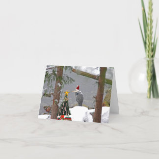 Cartão De Festividades Natal Heron na Foto da Neve