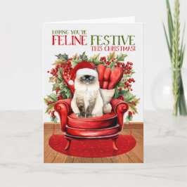 Cartão De Festividades Natal Himalaia Gato FELINE Festivo