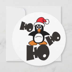 Cartão De Festividades Natal - Ho Ho Ho Papai Noel Pinguim 1