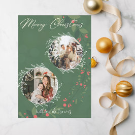 Cartão De Festividades Natal Holly Botanical Greenery 2 Marinho fotográfi