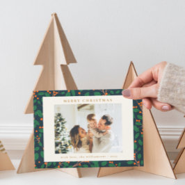 Cartão De Festividades Natal Holly Botanical Greenery Dois Marinhos Fotog