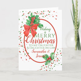 Cartão De Festividades Natal Holly Filha E Filha De Direito