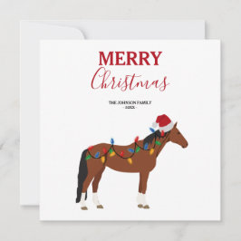 Cartão De Festividades Natal Horse Santa Hat Xmas Luzes Xmas