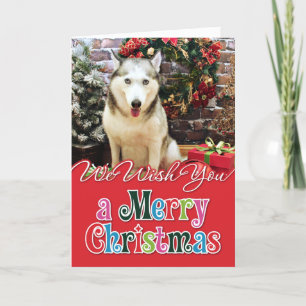 Cartão De Festividades Natal - Husky Siberiano - Retratos de Teagarden