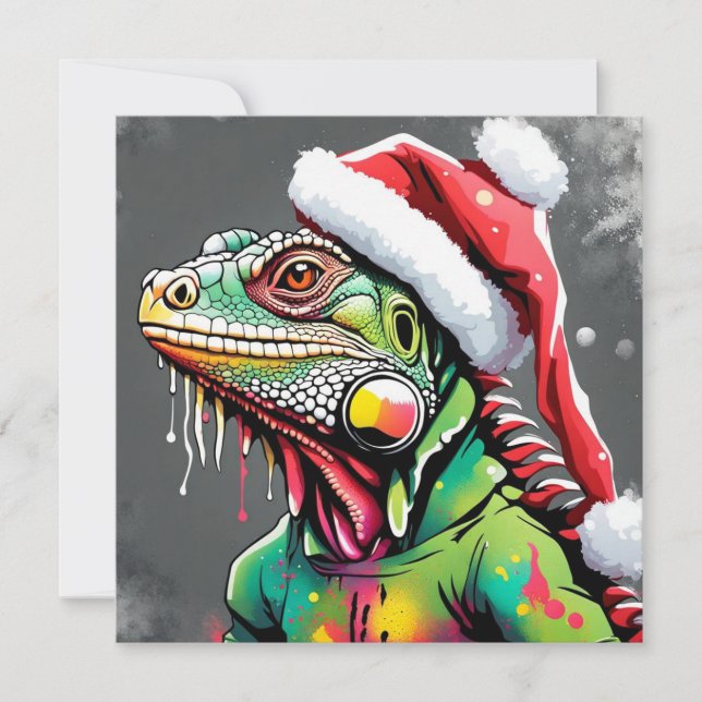 Cartão De Festividades Natal Iguana (Frente)