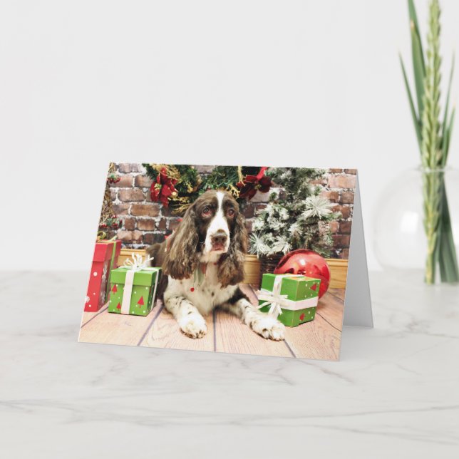 Cartão De Festividades Natal - Inglês Springer Spaniel - Logan (Frente)