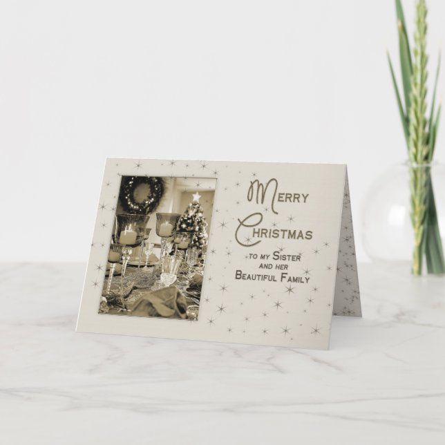Cartão De Festividades NATAL - Irmã e Família - BONITO ÚNICO (Frente)