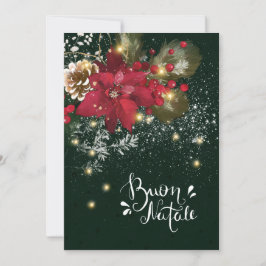 Cartão De Festividades Natal italiano Poinsettia Pine Holly Garland