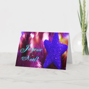 Cartão De Festividades Natal Joyeux Noel Purple Estrela de Natal