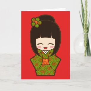 Cartão De Festividades Natal Kokeshi