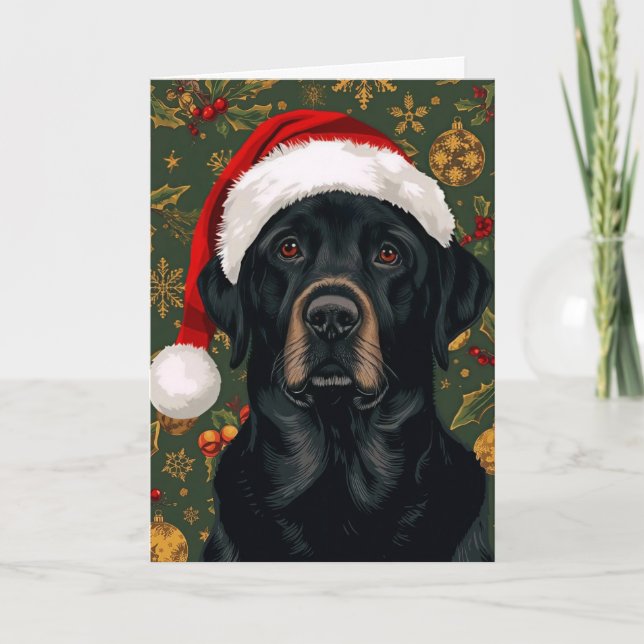 Cartão De Festividades Natal lab preto (Frente)