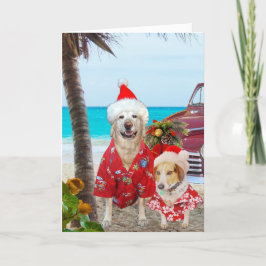 Cartão De Festividades Natal laboratório/do Hawaiian/surfista engraçados
