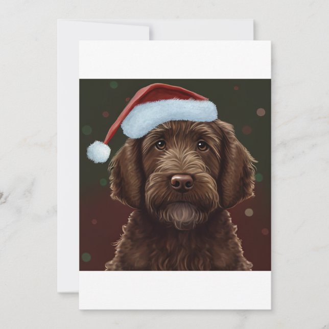 Cartão De Festividades Natal Labradoodle, Presente de amante de cachorro  (Frente)