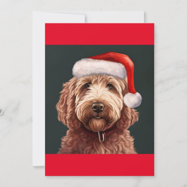 Cartão De Festividades Natal Labradoodle, Presente de amante de cachorro  (Frente)