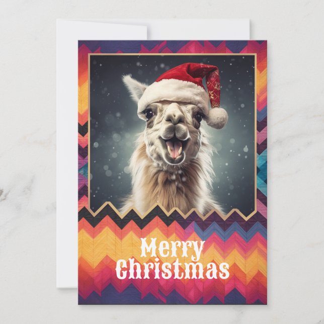 Cartão De Festividades Natal Llama (Frente)