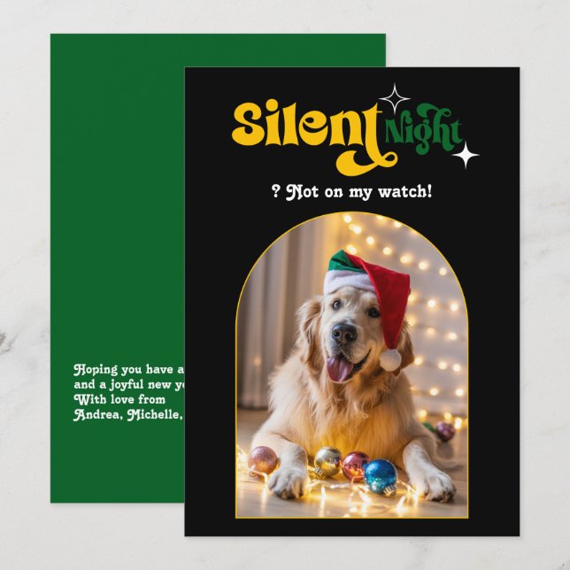 Cartão De Festividades Natal Luxuoso Engraçado Retro Pet Cão Foto de Nata (Frente/Verso)