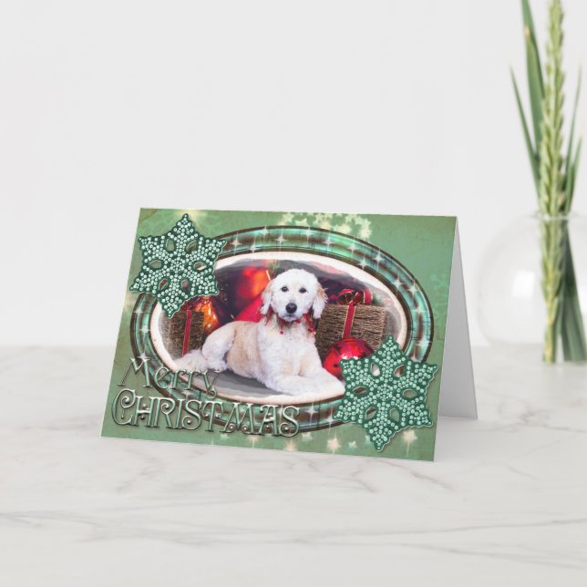 Cartão De Festividades Natal - Maggie - GoldenDoodle (Frente)